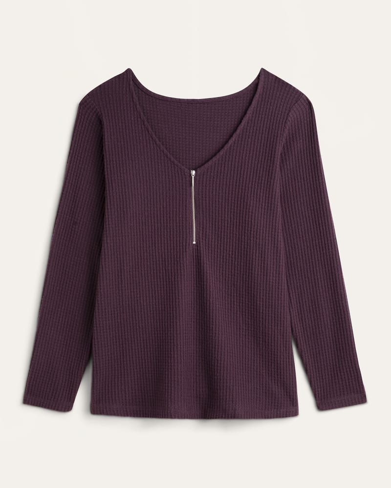 Front of plus size Abigail Zipper-Front Ribbed Top by Cameo | Dia&Co | dia_product_style_image_id:177171